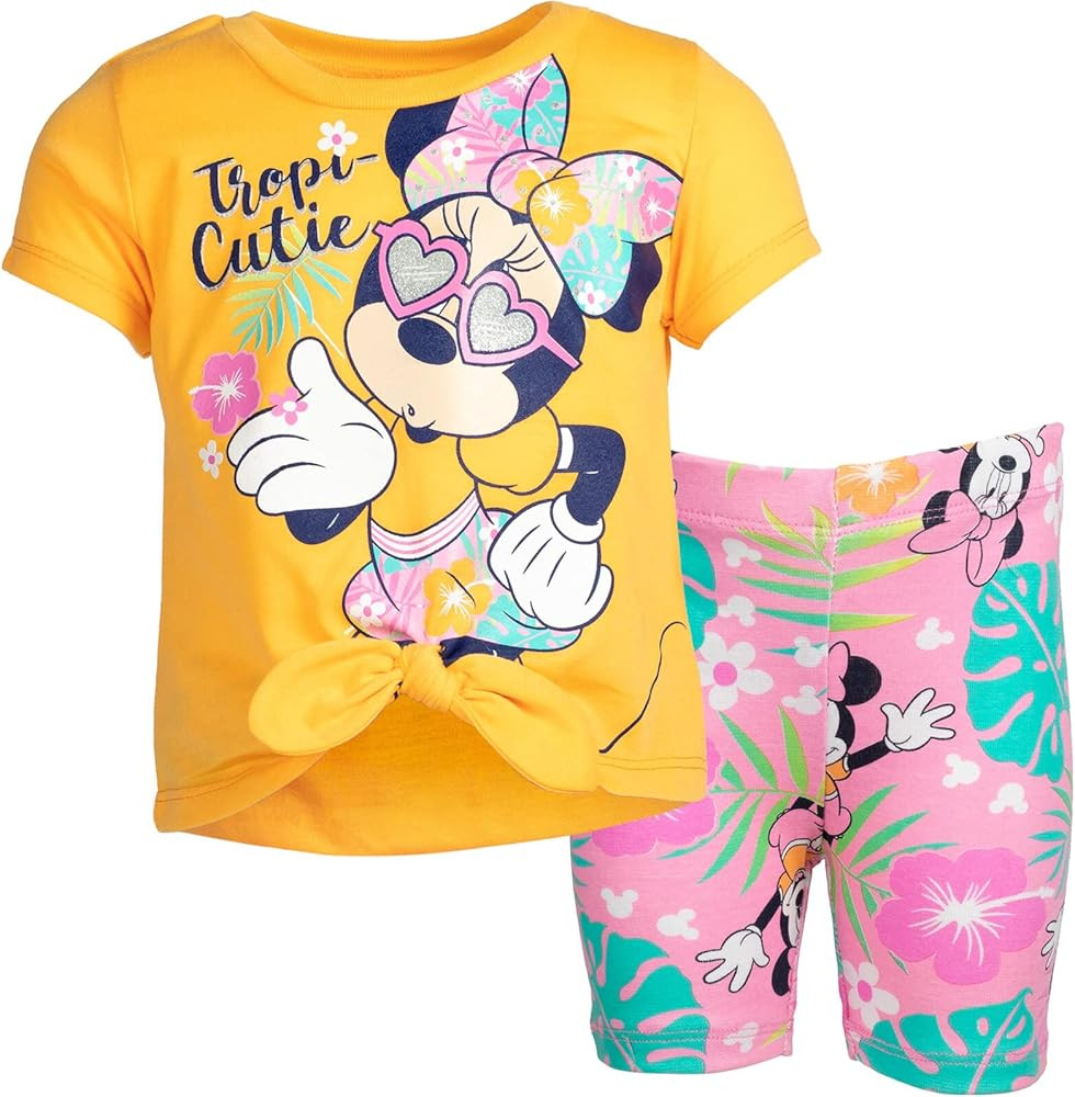 Disney Minnie Mouse Peplum T-Shirt and Bike Shorts Outfit Set Infant to Big Kid | Amazon (US)