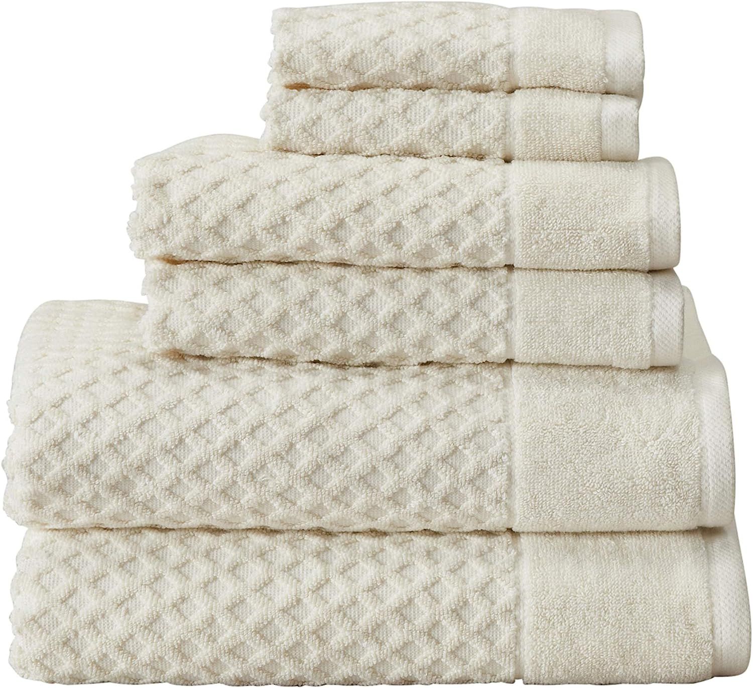 100% Cotton Bath Towels, Luxury 6 Piece Set - 2 Bath Towels, 2 Hand Towels and 2 Washcloths. Abso... | Amazon (US)