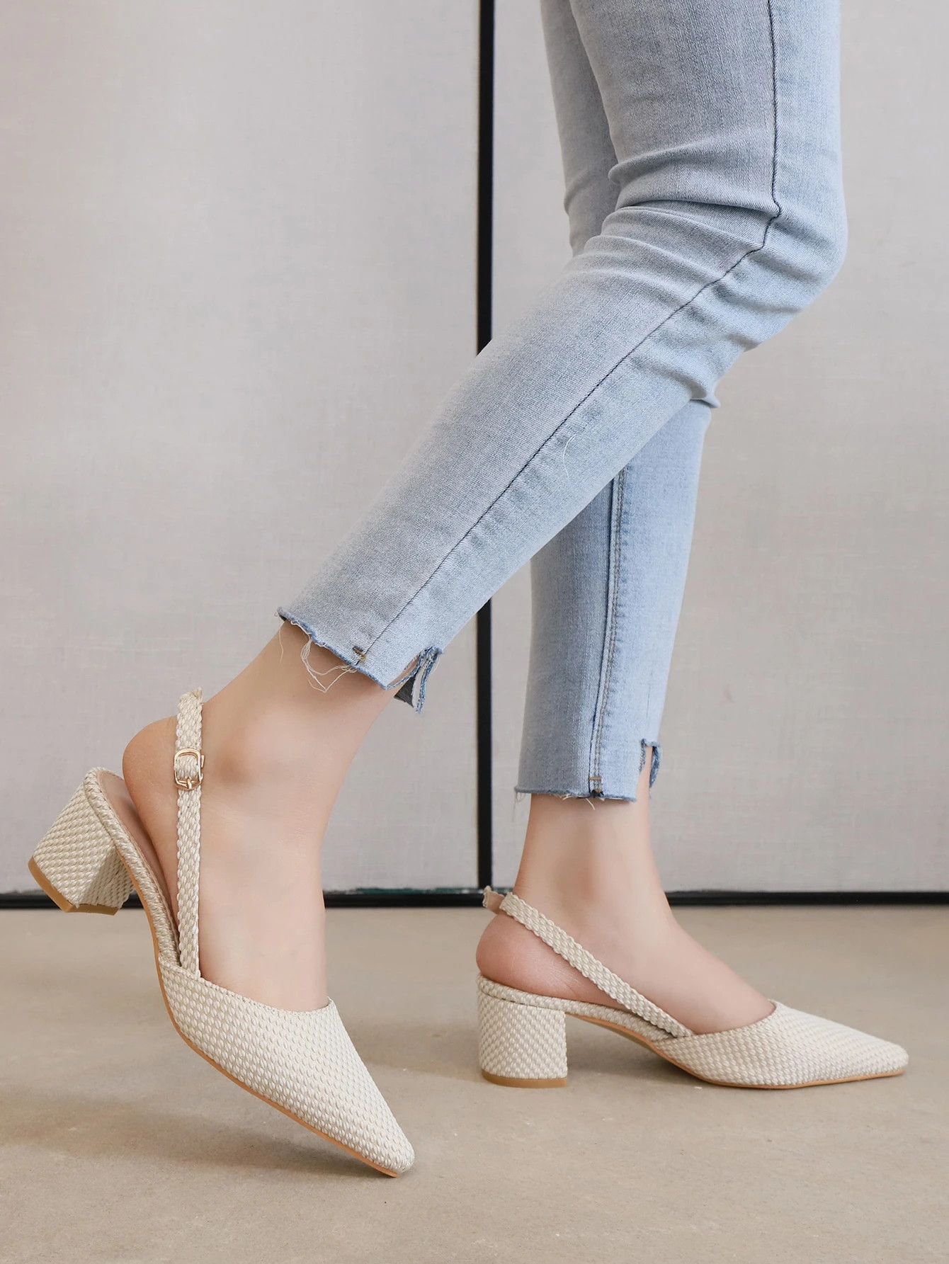 Minimalist Chunky Slingback Pumps | SHEIN