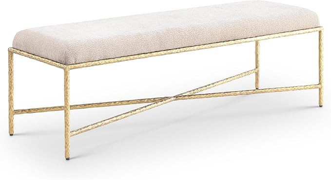 Meridian Furniture Valley Beige Chenille Fabric Bench | Amazon (US)