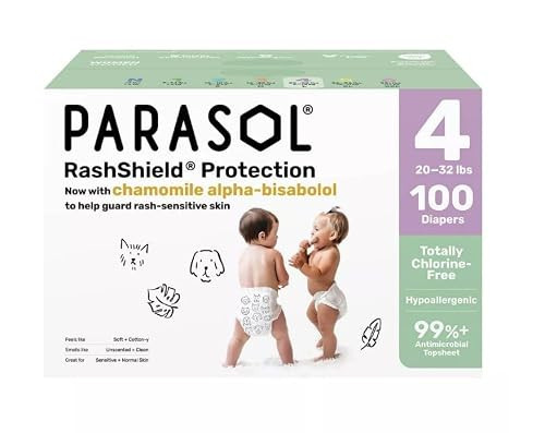 P'araSol—Chlorine-Free Diapers with RashShield Protection ~ Size 4~100 Count ~ (1 Pack) ~ White. | Amazon (US)