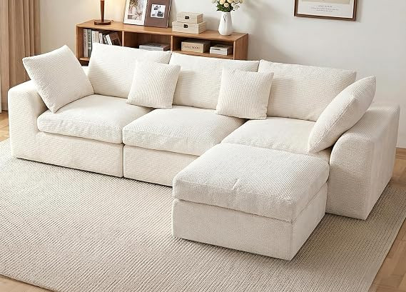 Benazcap 110" Cloud Sectional Couches for Living Room, L-Shaped Convertible Sofa, 3-Seat Modular ... | Amazon (US)