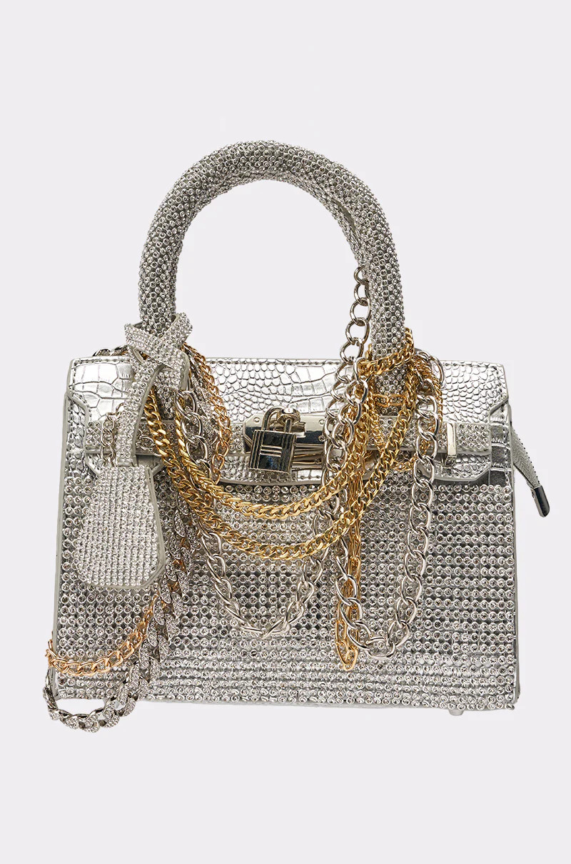 TOP NOTCH EMBELLISHED CHAIN PURSE | AKIRA