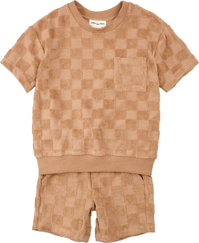 MILES THE LABEL Check Terry Shirt & Shorts Set | Nordstrom | Nordstrom