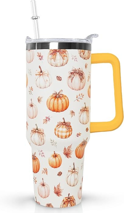 30 oz Fall Pumpkin Bow Tumbler, Vacuum Insulated Stainless Steel Travel Coffee Mug with Straw Lid... | Amazon (US)