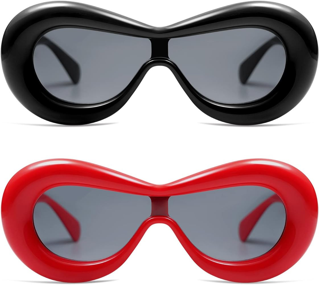 VANLINKER Oversized Thick Inflated Sunglasses Womens Mens Trendy Oval One Peice Glasses Funny Aes... | Amazon (US)