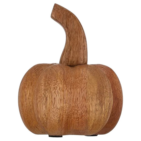Wood Pumpkin Tabletop Decoration, Brown, 4.5", Fall by Way To Celebrate | Walmart (US)