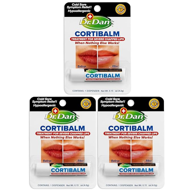 Dr. Dan's Cortibalm -3 Pack -for Dry Cracked Lips - Healing Lip Balm for Severely Chapped Lips- D... | Amazon (US)