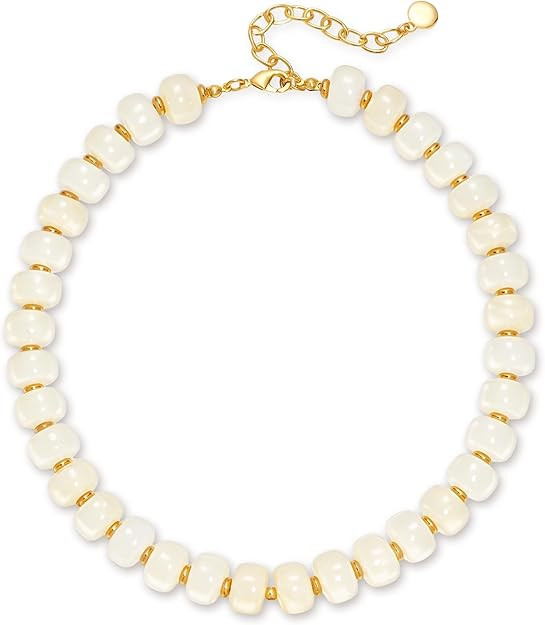 Amazon.com: Trinckle Chunky Beaded Necklaces for Women, Adjustable White Beaded Necklace for Summ... | Amazon (US)