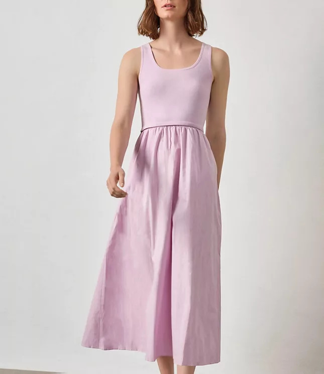 Lilla P Mixed Media Scoop Neck Dress | LOFT