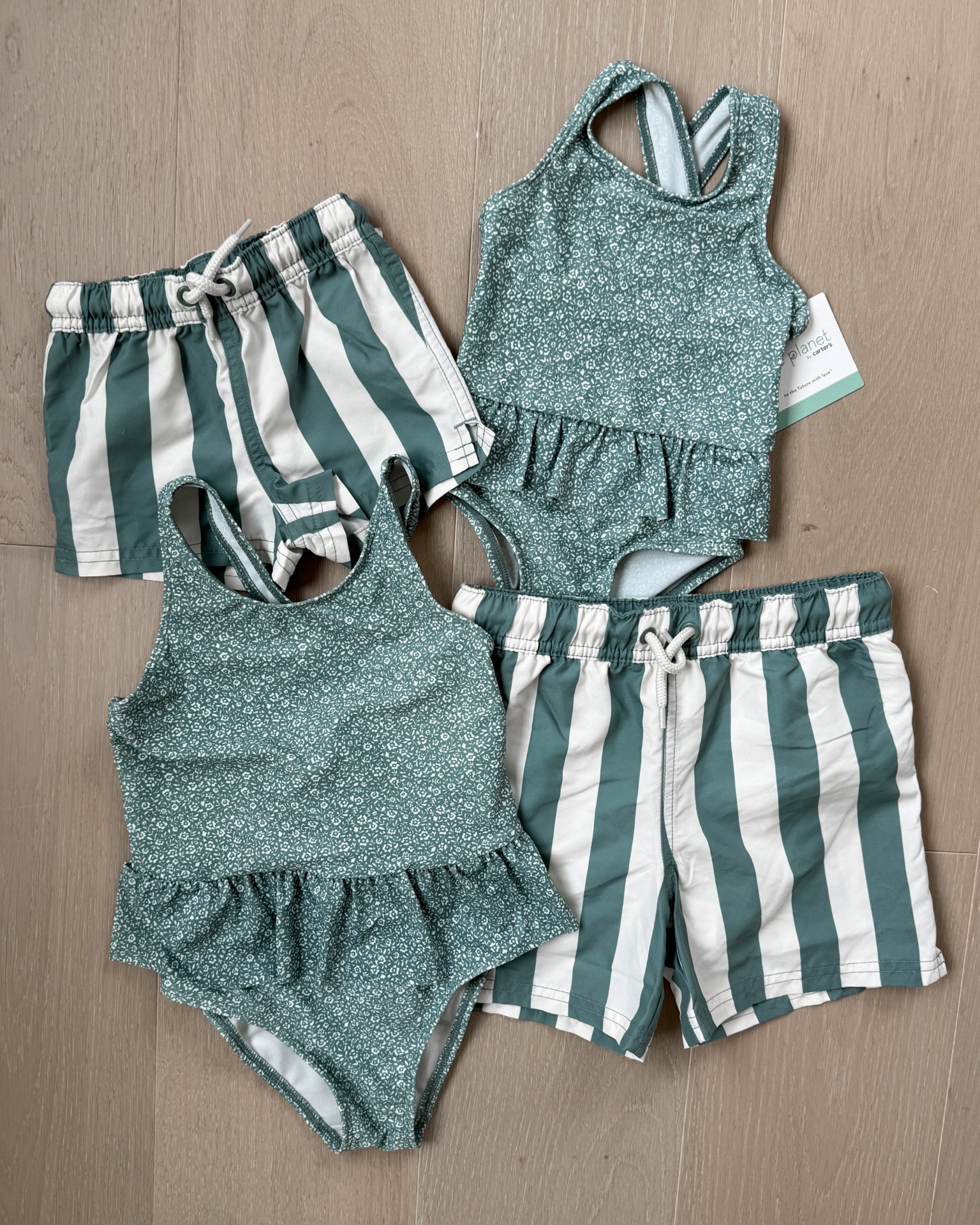 Baby and kids matching swim by Carter’s Little Planet line! I love this sage green color with the stripes + floral so much. 😊

#LTKbaby #LTKfamily #LTKkids