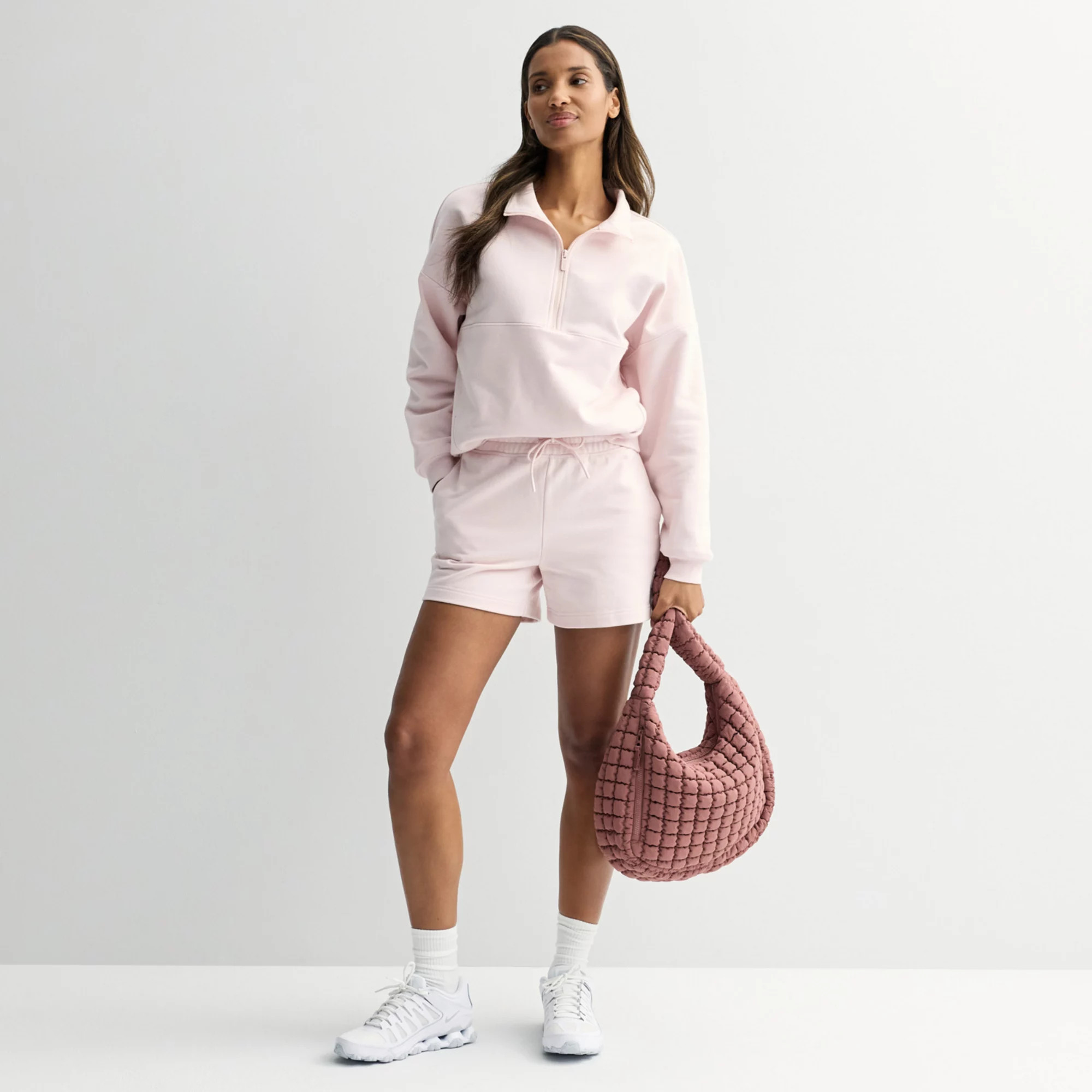 Women's FLX High Rise French Terry Shorts & Half Zip Sweatshirt Matching Set | Kohl's