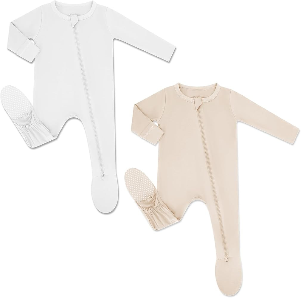 HAPIU Rayon from Bamboo Baby Footed Pajamas, 2 Way Zipper YKK, Footie for Baby Boy Girls, Newborn... | Amazon (US)