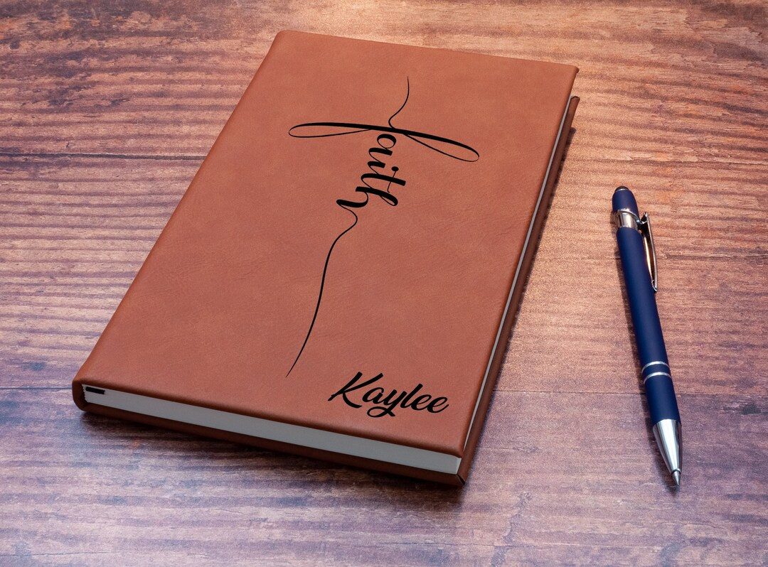Faith Journal with Cross - Custom Prayer Journal, Personalized Goal Journal for women. Faux Leath... | Etsy (US)