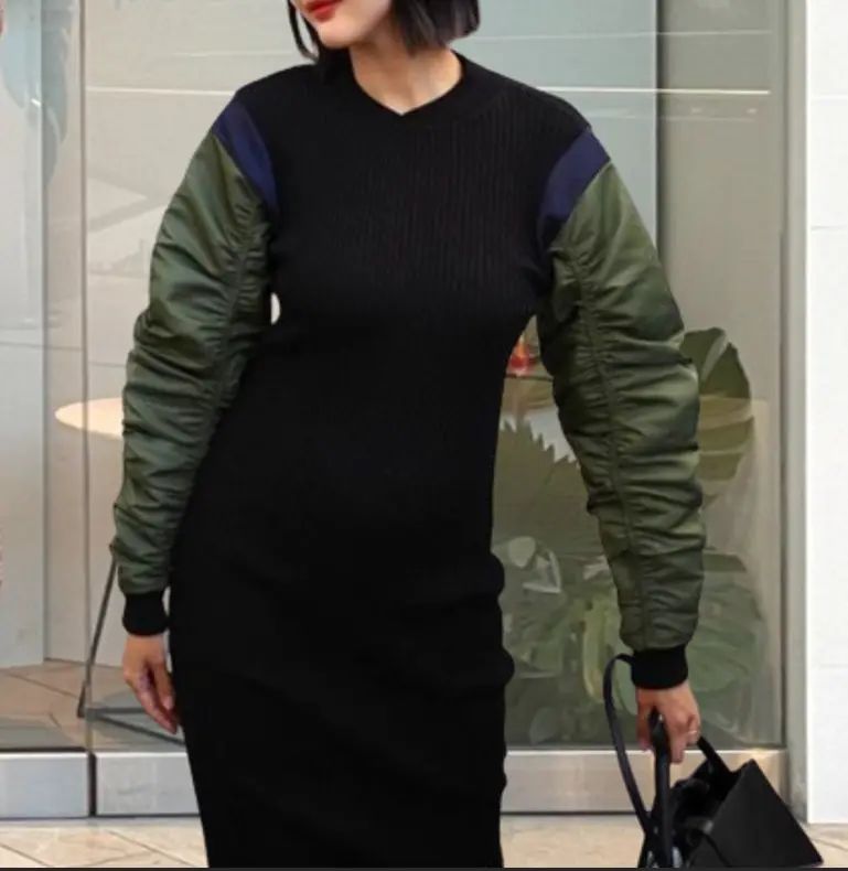 Zara Limited Edition Contrast Nylon MIDI Dress Fitted Black Green  SIZE M  | eBay | eBay US