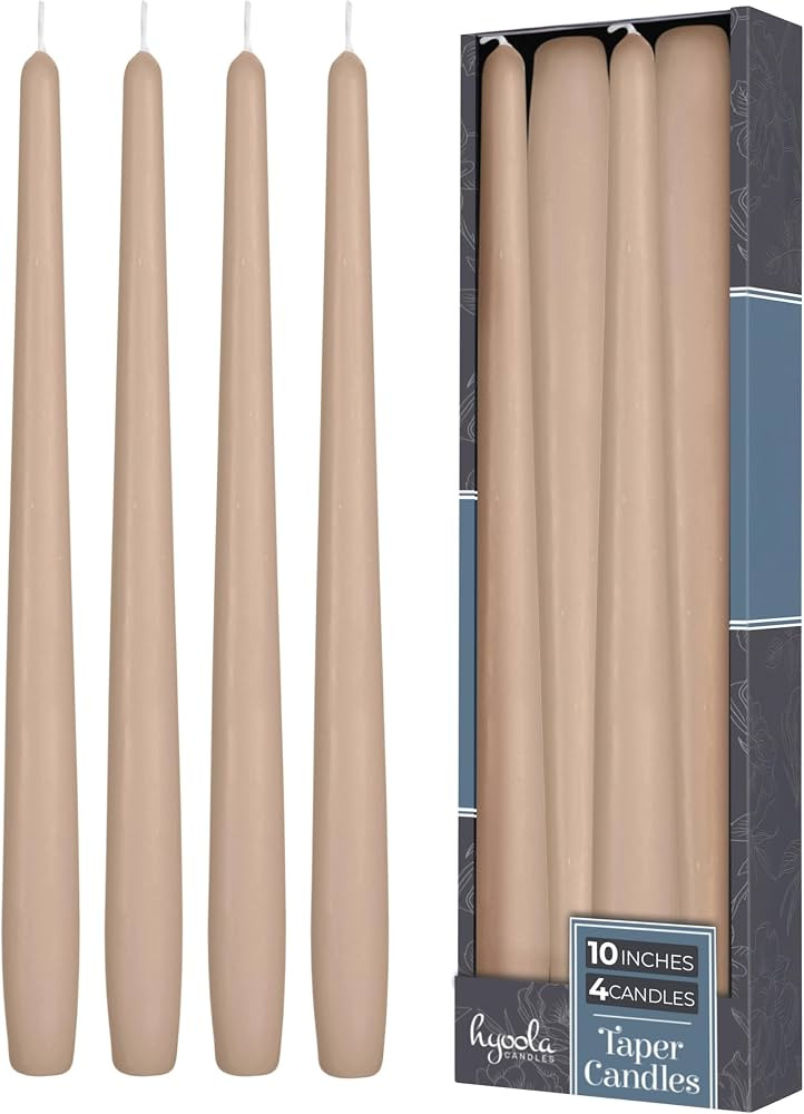 Hyoola Tall Taper Candles - 10 Inch Sahara Beige Unscented Dripless Taper Candles - 8 Hour Burn T... | Amazon (US)