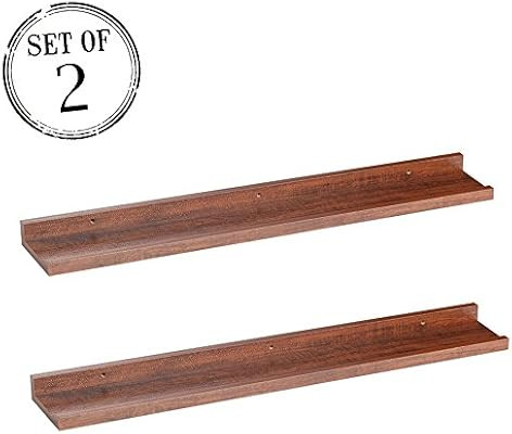 O&K Furniture Modern Style Espresso-Teak Floating Wall Shelves CD Book Display Storage Unit 31.5"... | Amazon (US)