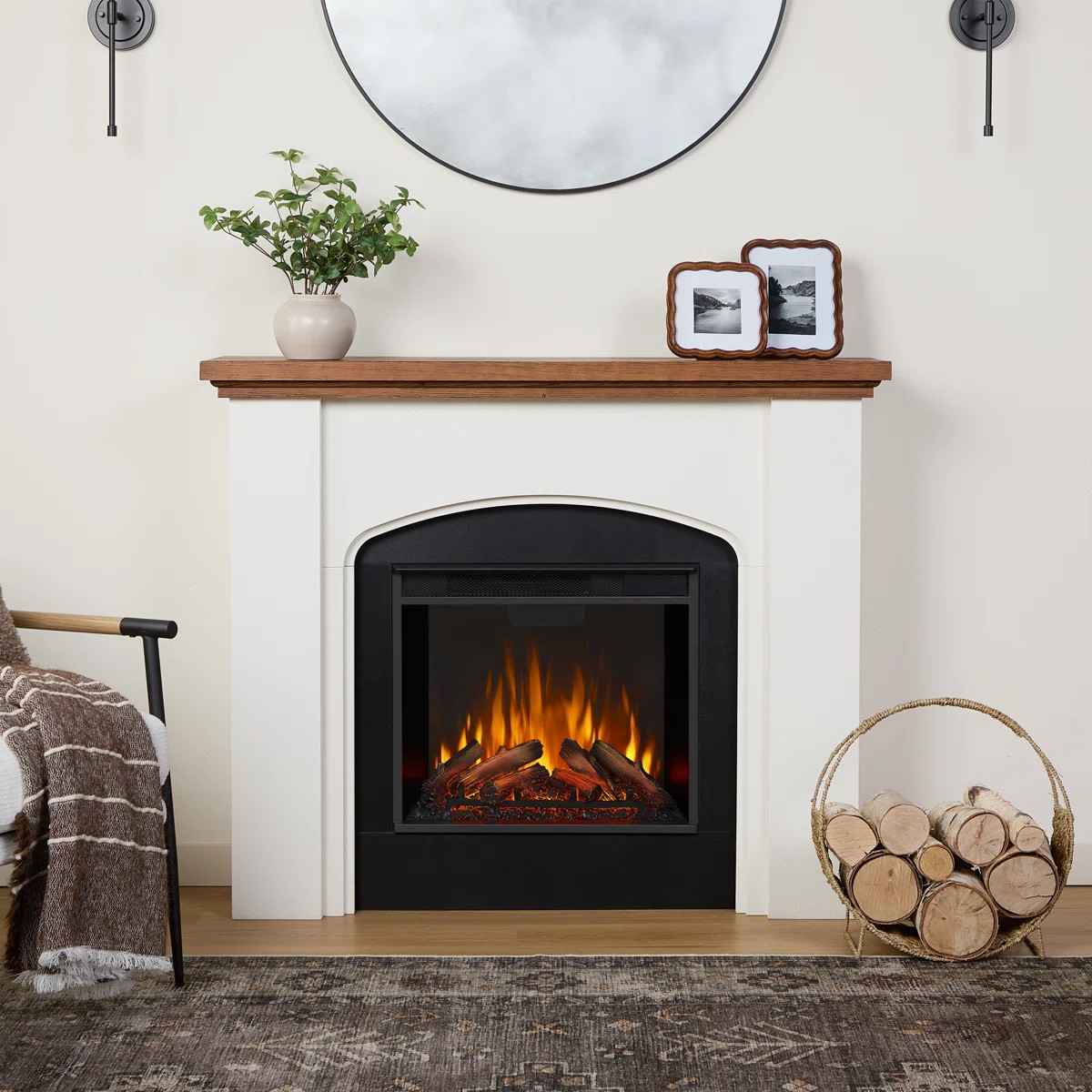 Anika 49" W Electric Fireplace with Mantel | Wayfair North America