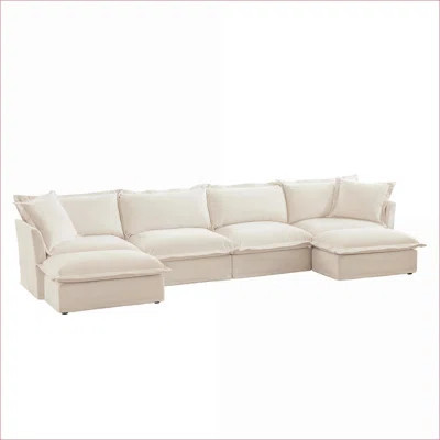 Sectional Sofas | Modern U-Shaped 4-Seater Deep Cloud Sofa for Living Room Apartment | Cream | Wayfair North America