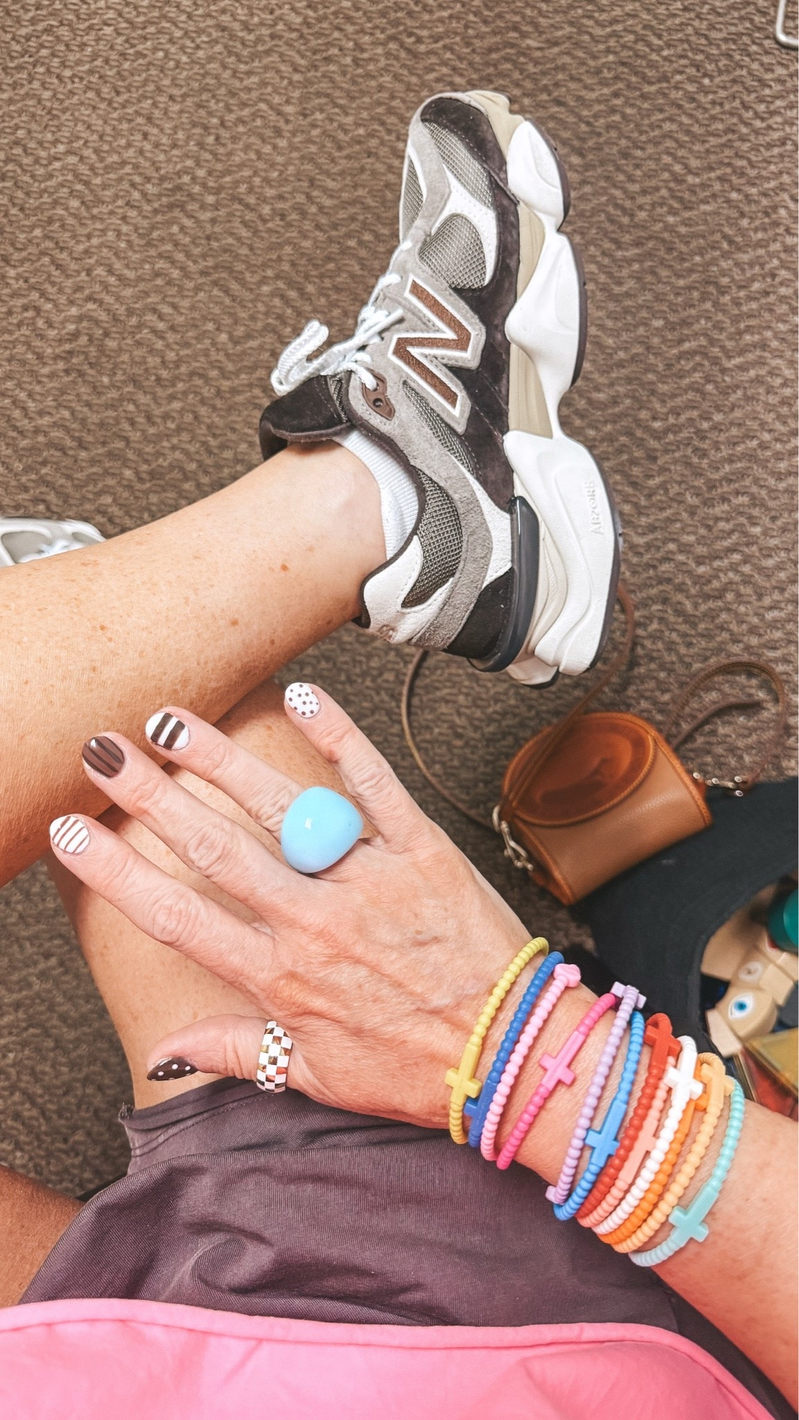 New nails and love these cross bracelets! Also my blue resin ring is so fun! Sneaks are true to size.

#LTKOver40 #LTKootd