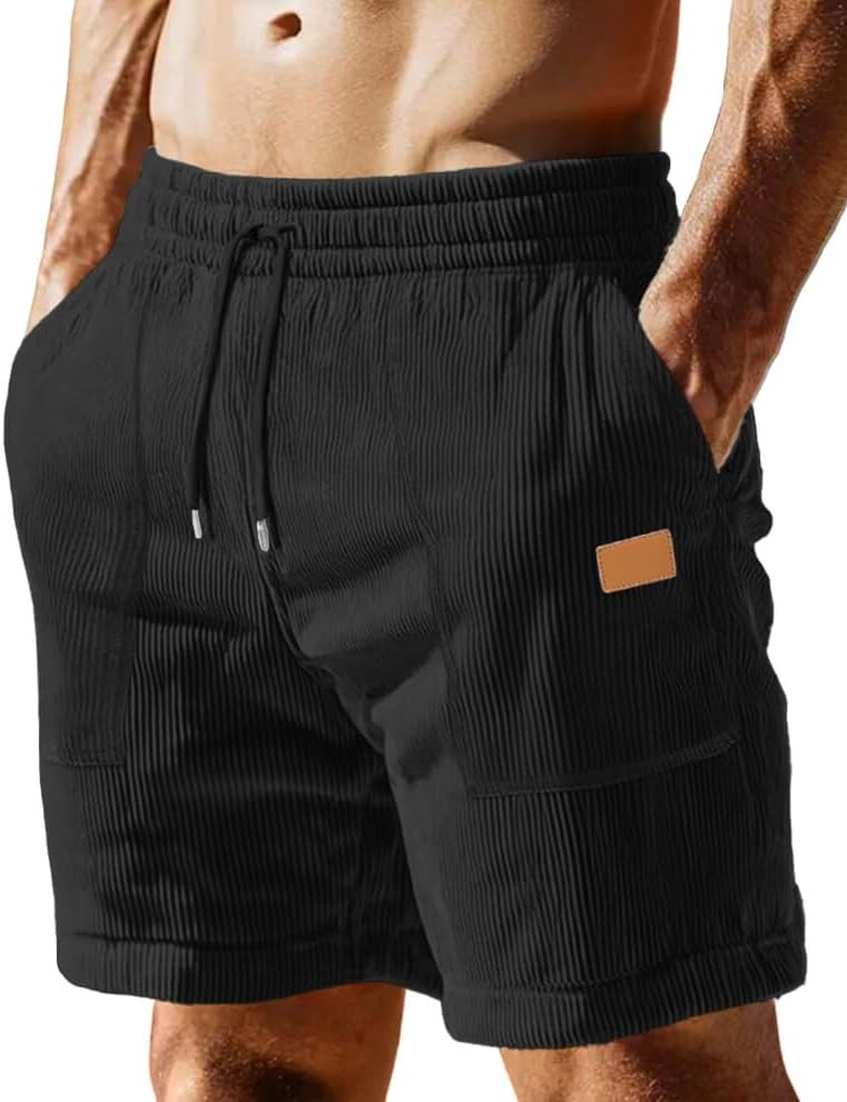 Sailwind Men's Casual Corduroy Shorts Lightweight Elastic Waist Drawstring Summer Beach Shorts | Amazon (US)