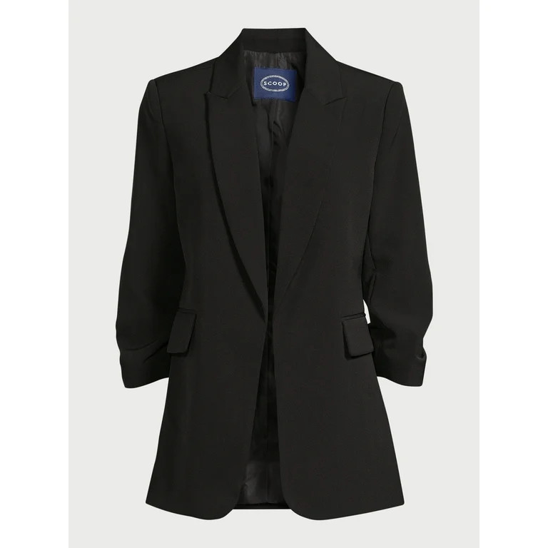 Scoop Women's Scrunch Sleeve Crepe Blazer with Buttons, Sizes XS-XXL | Walmart (US)
