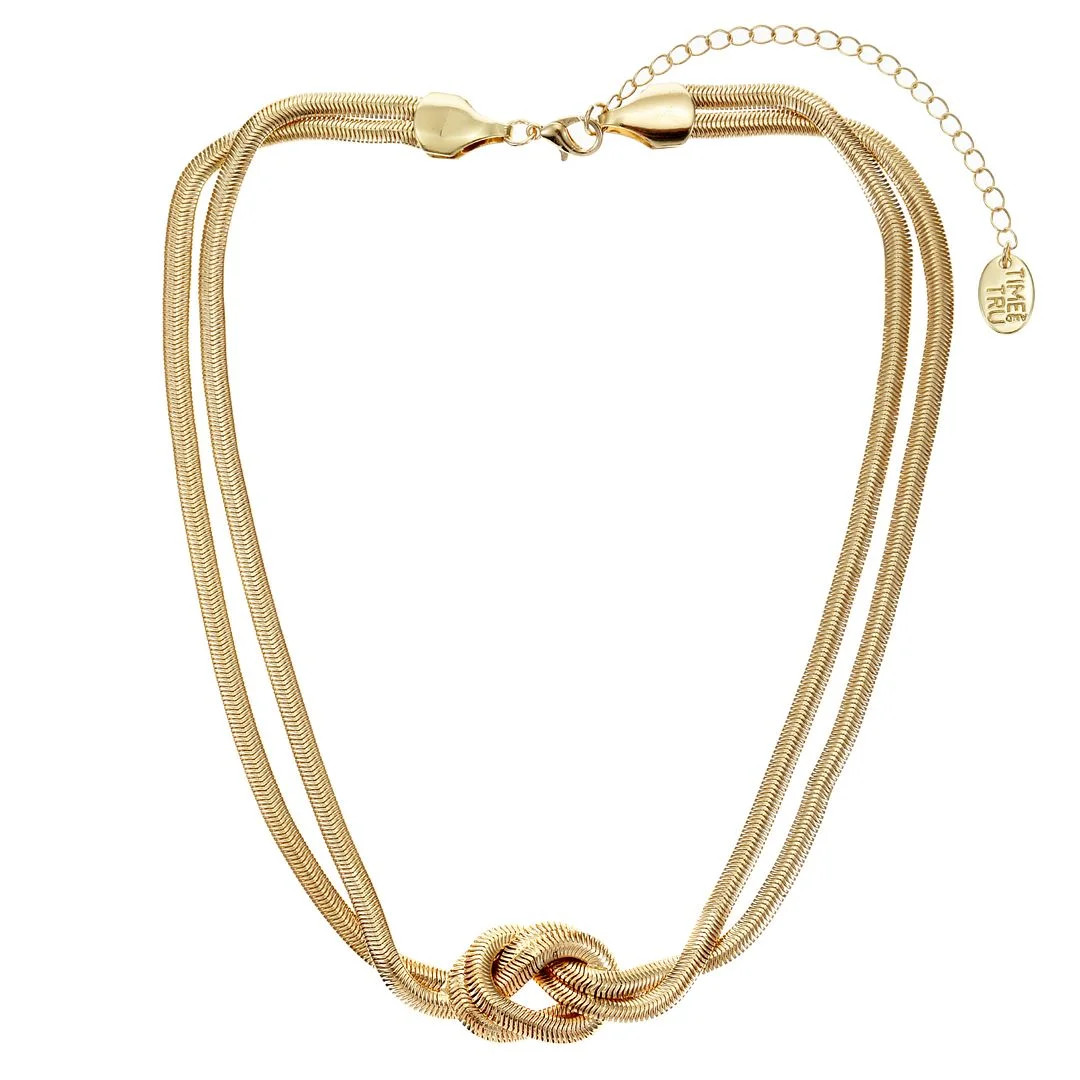 Time and Tru Goldtone Knotted Snake Chain Necklace, 16" +3" Extender (Women's) | Walmart (US)