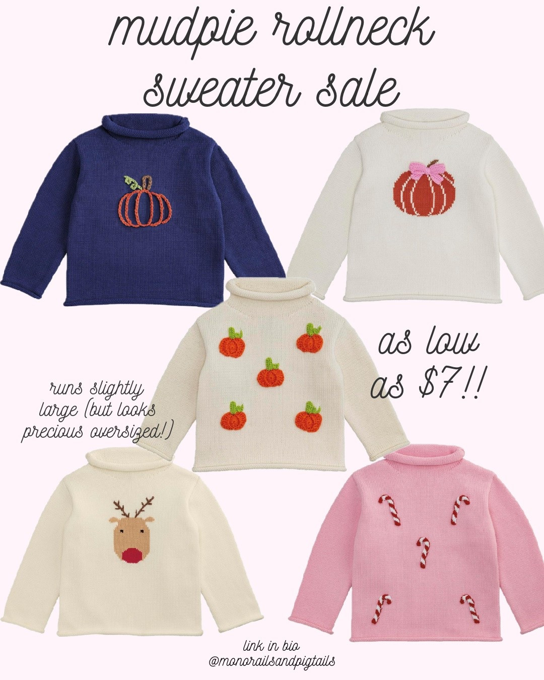 mudpie roll neck sweater sale!!! baby and toddler sizes! these are SO sweet and usually around $30-45 full price… right now they are as low as $7! stock up for fall and winter! they pair so well with a diaper cover or little bubble pants!

#LTKSaleAlert #LTKBaby #LTKKids