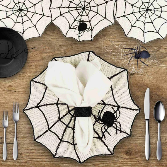 Spiderweb Bead Table Setting for 4  Embroidered Placemats - Etsy Canada | Etsy (CAD)
