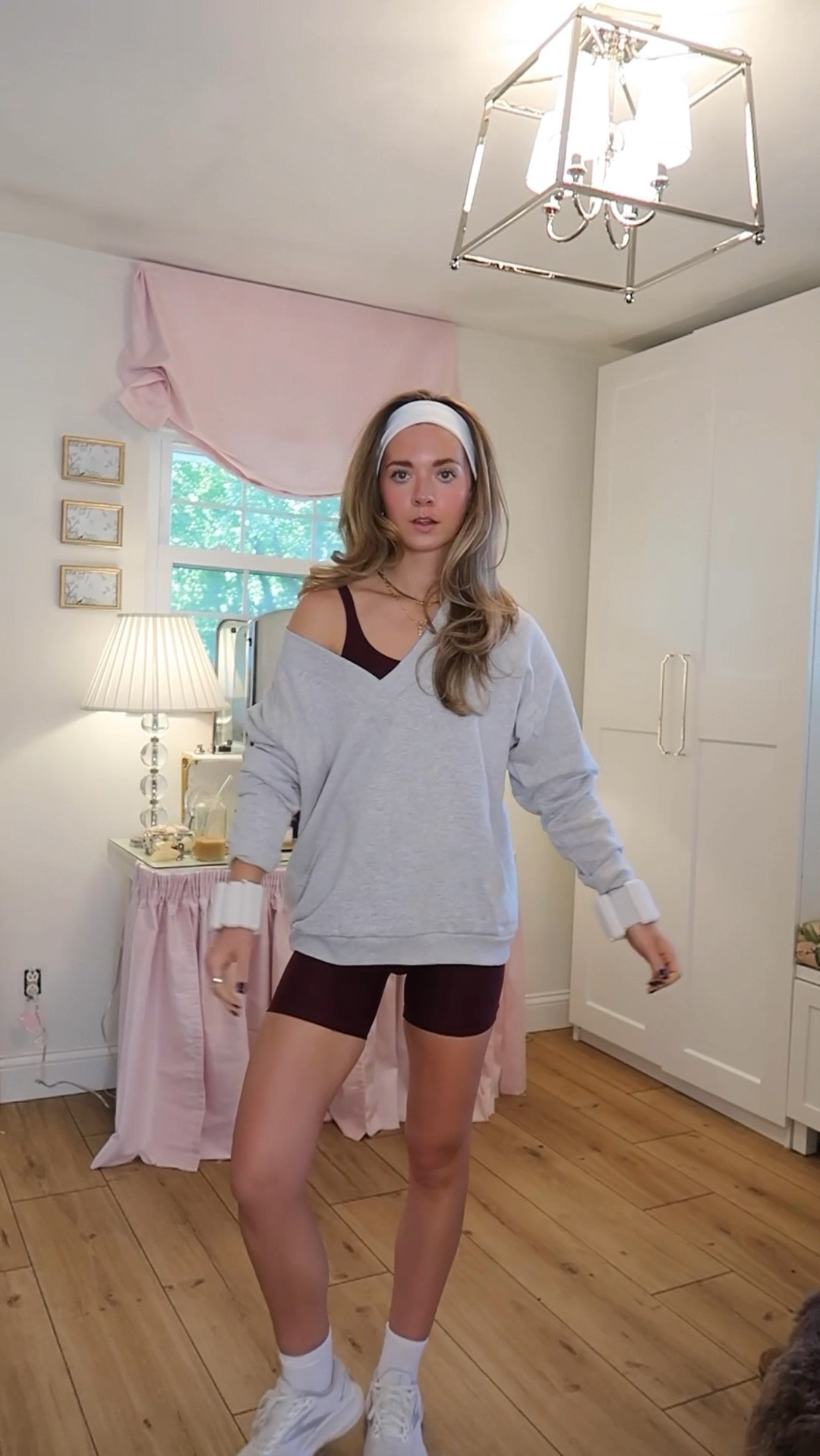 Wearing XS in both old navy pieces, target sweatshirt is a large 🫶🏻 these specific pearl colored Bala weights were exclusive to Athleta and no longer sold it appears! I have linked similar :) mine are 1 LB!

#LTKFitness #LTKFindsUnder50 #LTKVideo