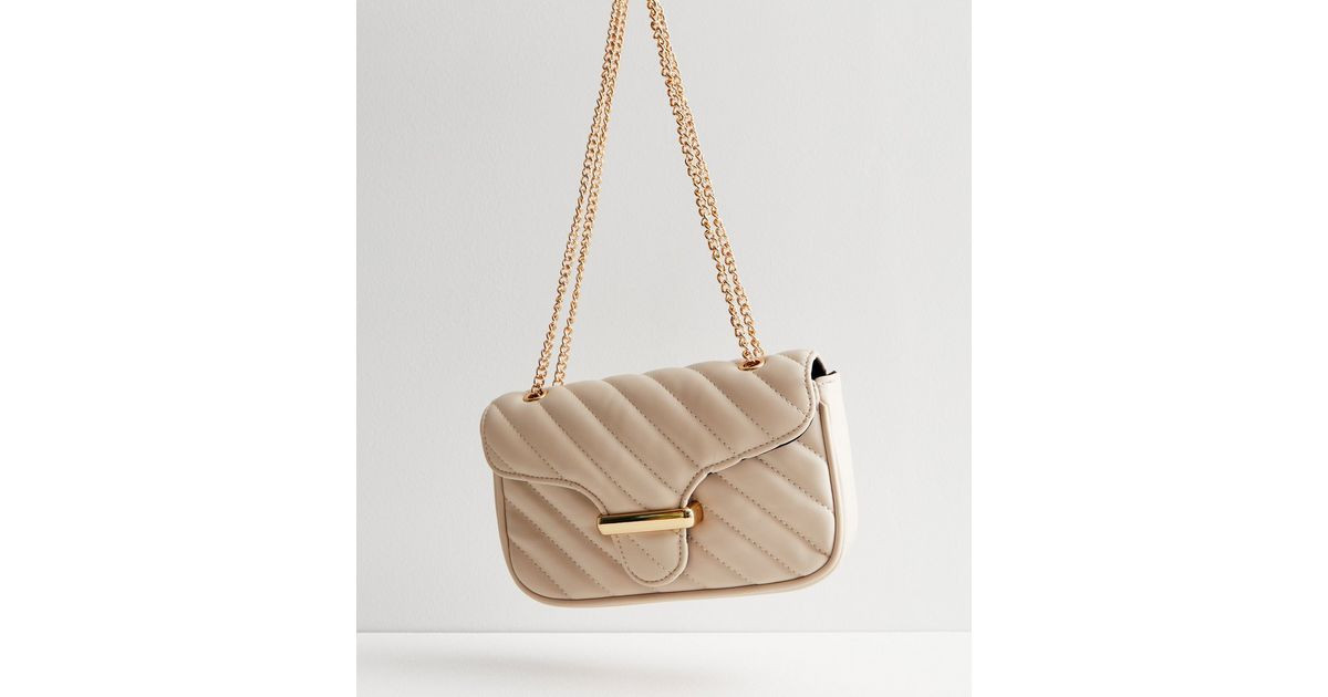 Cream Leather-Look Quilted Chain Strap Shoulder Bag | New Look | New Look (UK)