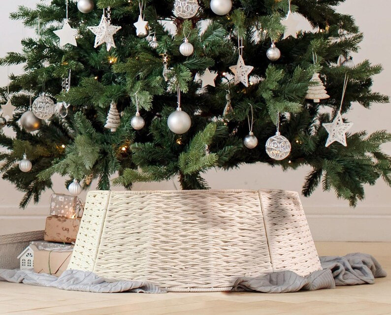 Traditional Christmas Tree Collar Cotton Rope Tree Ring - Etsy | Etsy (US)
