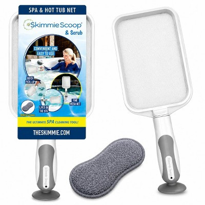 The Skimmie Scoop: Patented Handheld Skimmer with Fine Mesh Net for Spas, Hot Tubs, and Small Pools. Lightweight, Durable, Suction Cup Filter (White) | Target