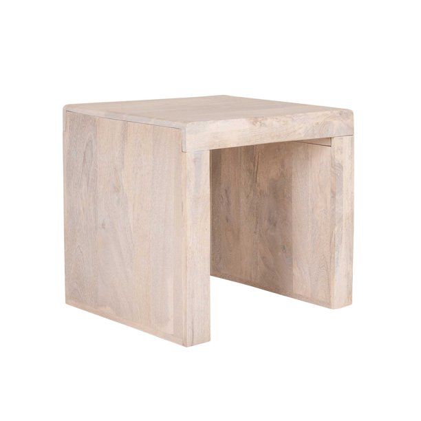 Karson Waterfall Side Table by East at Main - White Wash Solid Mango Wood End Table Accent Table ... | Walmart (US)
