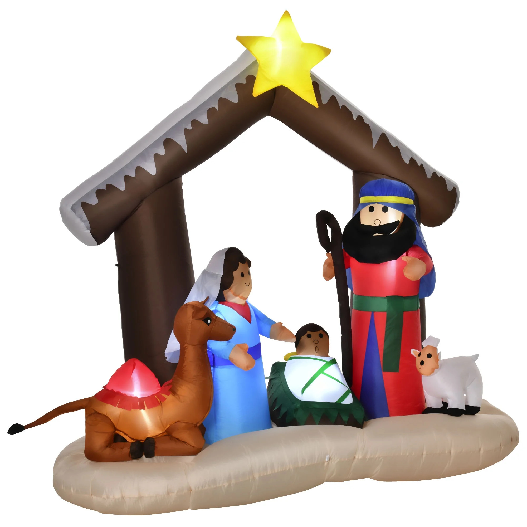 HOMCOM 6ft Inflatable Nativity Scene Outdoor Holiday LED Blow Up Yard Display | Walmart (US)
