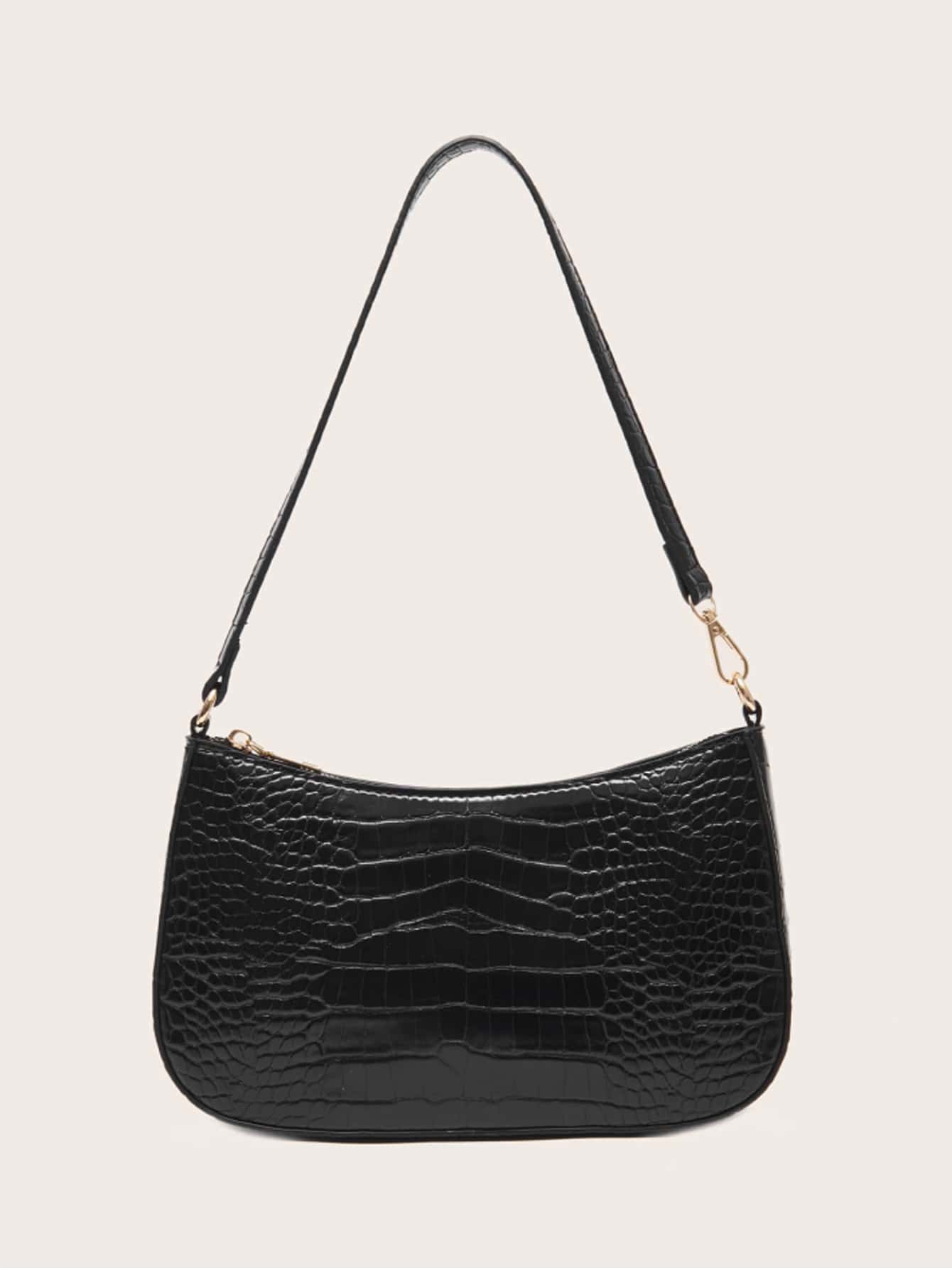 Croc Embossed Baguette Bag | SHEIN