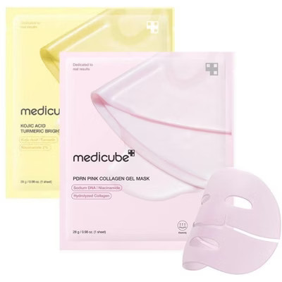 Medicube Variety DUO SET - PDRN Pink Collagen + Kojic Acid Turmeric Brightening Gel Mask (2 Facial Sheet Masks Total) | Target