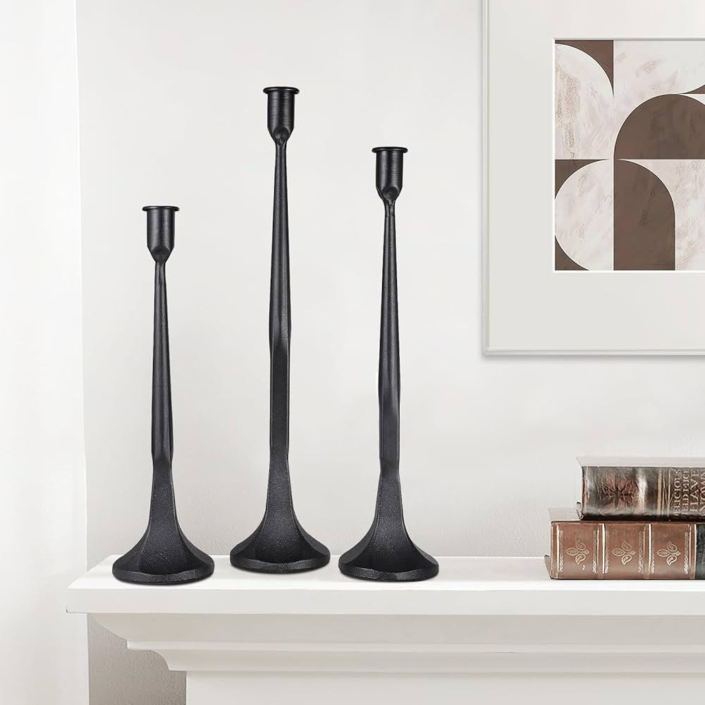 Iron Taper Candle Holder,Tall Black Candlestick Holders Decorative Candle Stand,Candle Holder Set... | Amazon (CA)