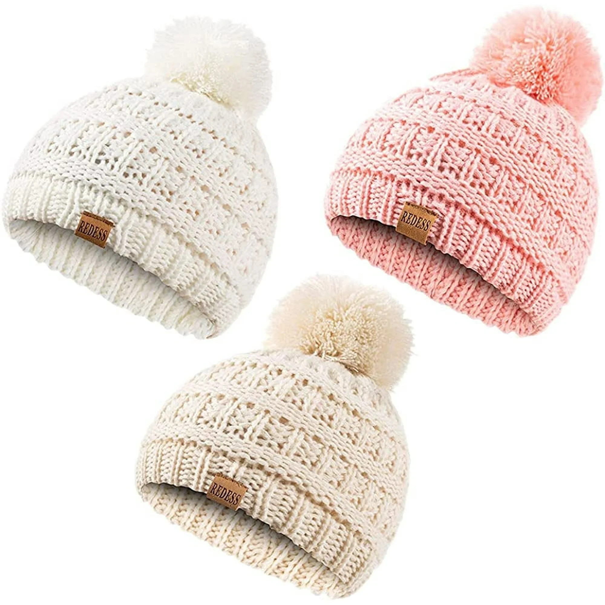 REDESS Baby Kids Winter Warm Beanie Hats, Infant Toddler Children Pom Pom Beanie Knit Cap Girls B... | Walmart (US)
