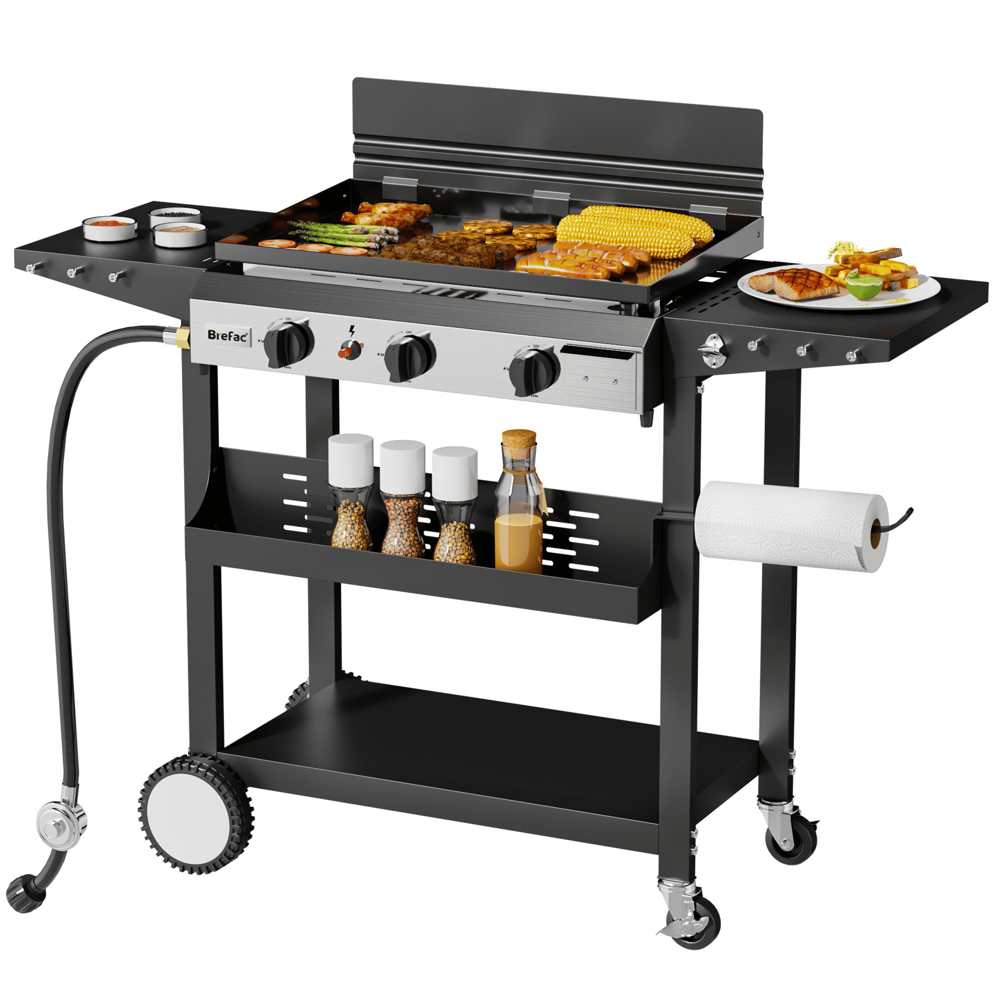 3-Burner 23" Outdoor Flat Top Grill & Gas Griddle \u2013 Propane Grill for Camping, Tailgating, B... | Walmart (US)