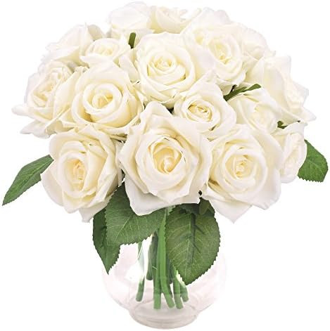 Aonewoe Artificial Flowers 2 Bouquets 18 Rose Head Rose Fake Flowers Bridal Bouquets for Wedding ... | Amazon (US)