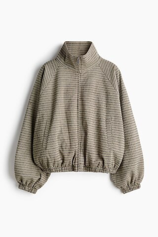 H & M - Jacke in Jacquardstrick mit Ballonärmeln - Hellbeige/Kariert | H&M (DE, AT, CH, NL, FI)