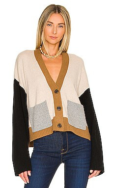 FRAME Colorblock Cardi in Vicuna Multi from Revolve.com | Revolve Clothing (Global)