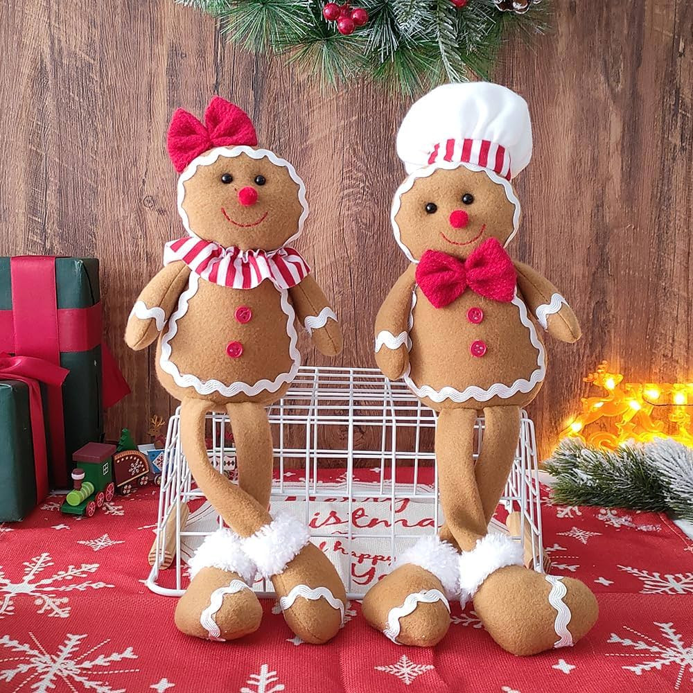 Amazon.com: BALONAR 15Inch Large Size Christmas Plush Gingerbread Man Boy Girl Figures with Chef ... | Amazon (US)