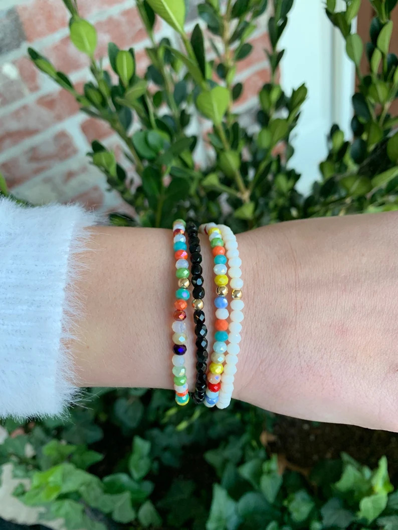 Dottie  Crystal Stretch Bracelet With Gold Filled Focal Bead | Etsy | Etsy (US)