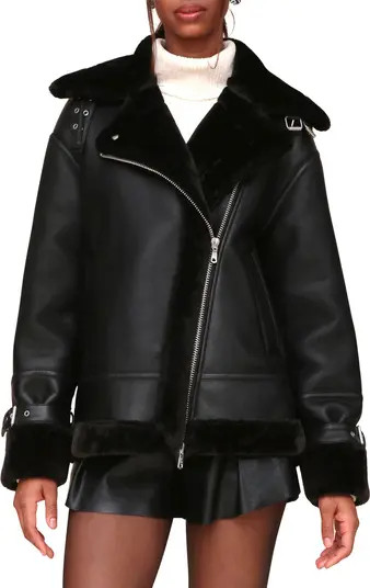 Avec Les Filles Oversize Faux Shearling Moto Jacket | Nordstrom | Nordstrom