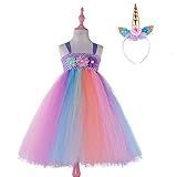 Candy Rainbow Princess Girls Unicorn Tutu Dress with Headband Baby Dress Up Costume for Birthday Dan | Amazon (US)