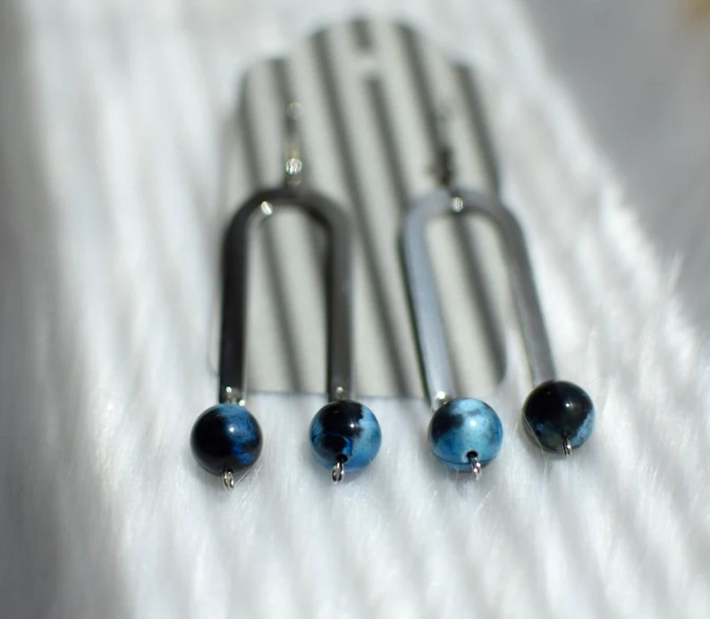Black & Blue Agate Boho Earrings Boho Jewelry Metaphysical | Etsy | Etsy (US)
