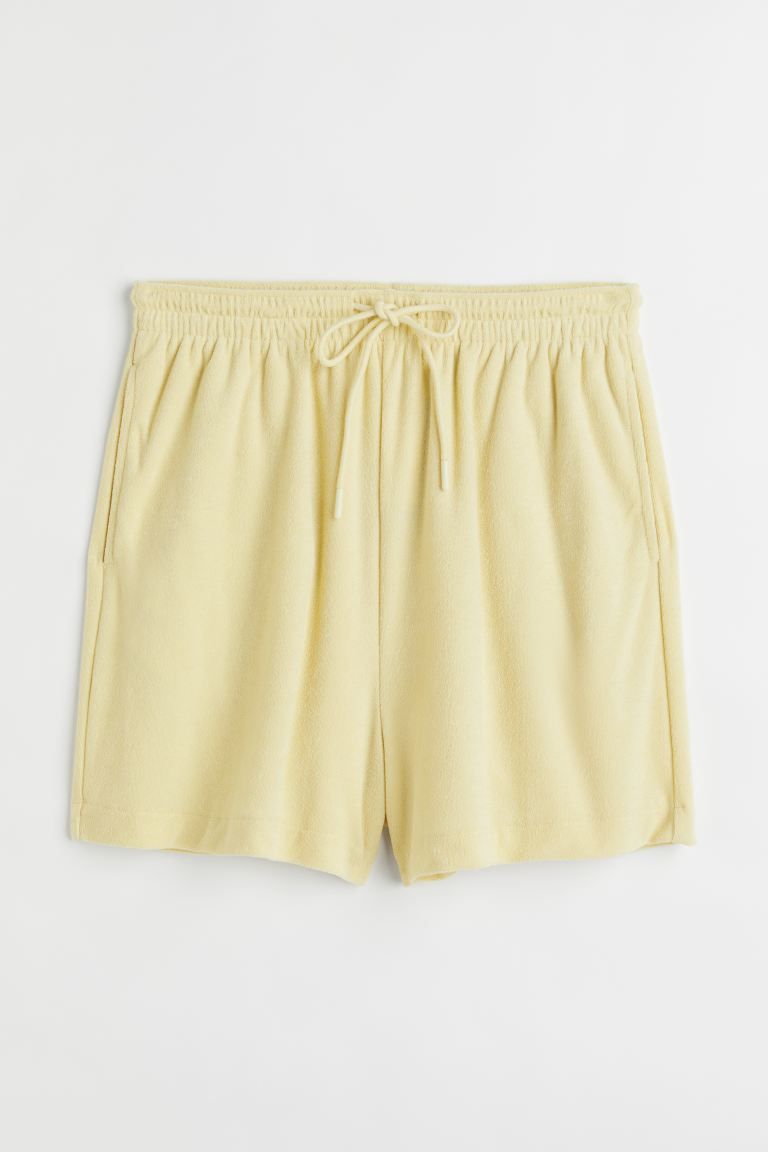 Terry Shorts - High waist - Short - Light yellow - Ladies | H&M US | H&M (US + CA)