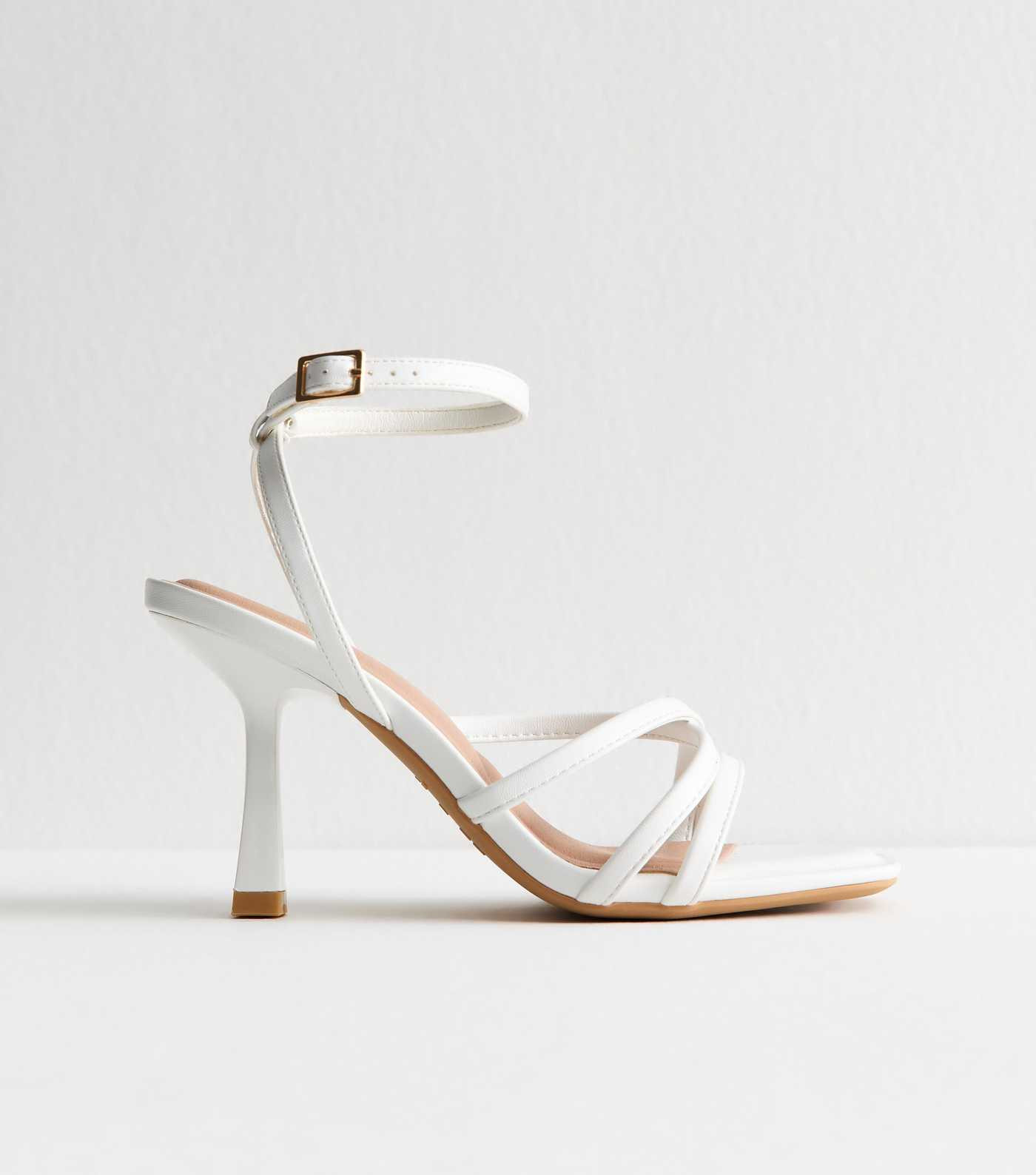 White Faux Leather Strappy Heeled Sandals | New Look | New Look (UK)